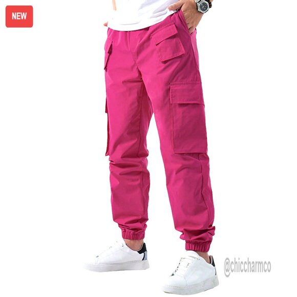 Men's Drawstring Waist Jogger Cargo Pants Lightweight Streetwear Trousers